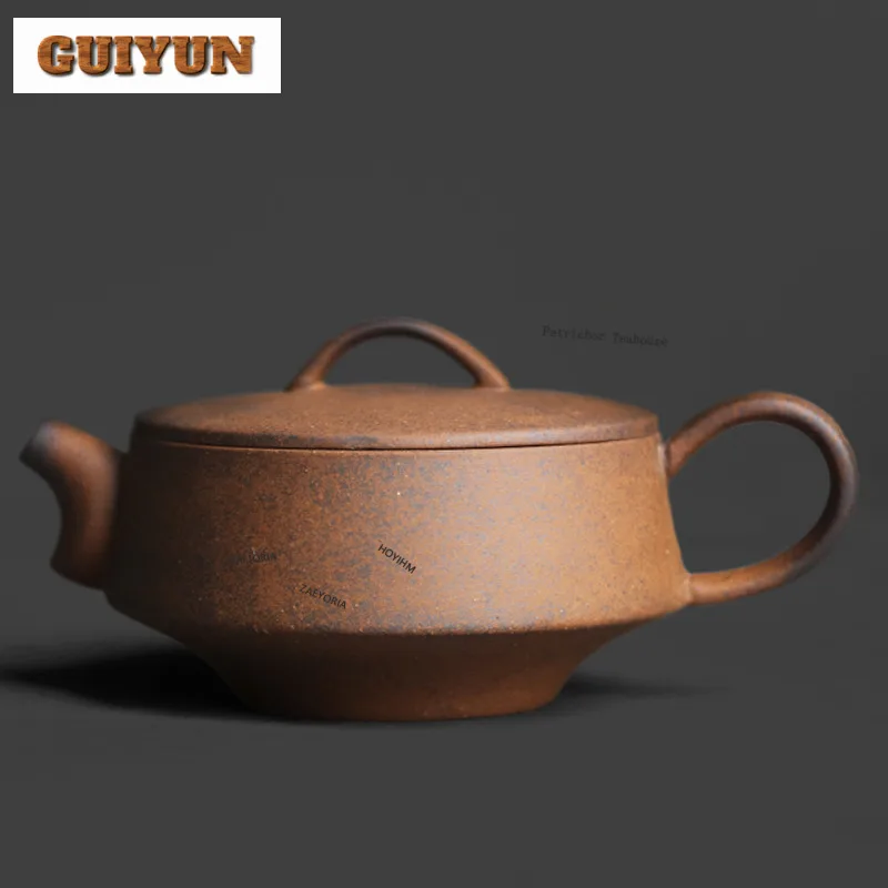 130ml Coarse Pottery Old Rock Clay Large Caliber Teapot Aesthetic Tea Infuser Pot Tea Brewing Kettle With Ball Hole Teaset Craft