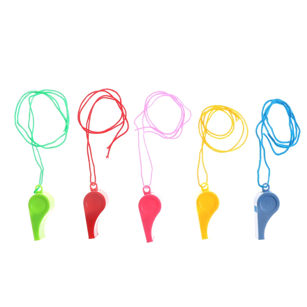 5pcs Soccer Football Whistle Cheerleading Toys For Kids Children Plastic Whistles Toys With Ropes