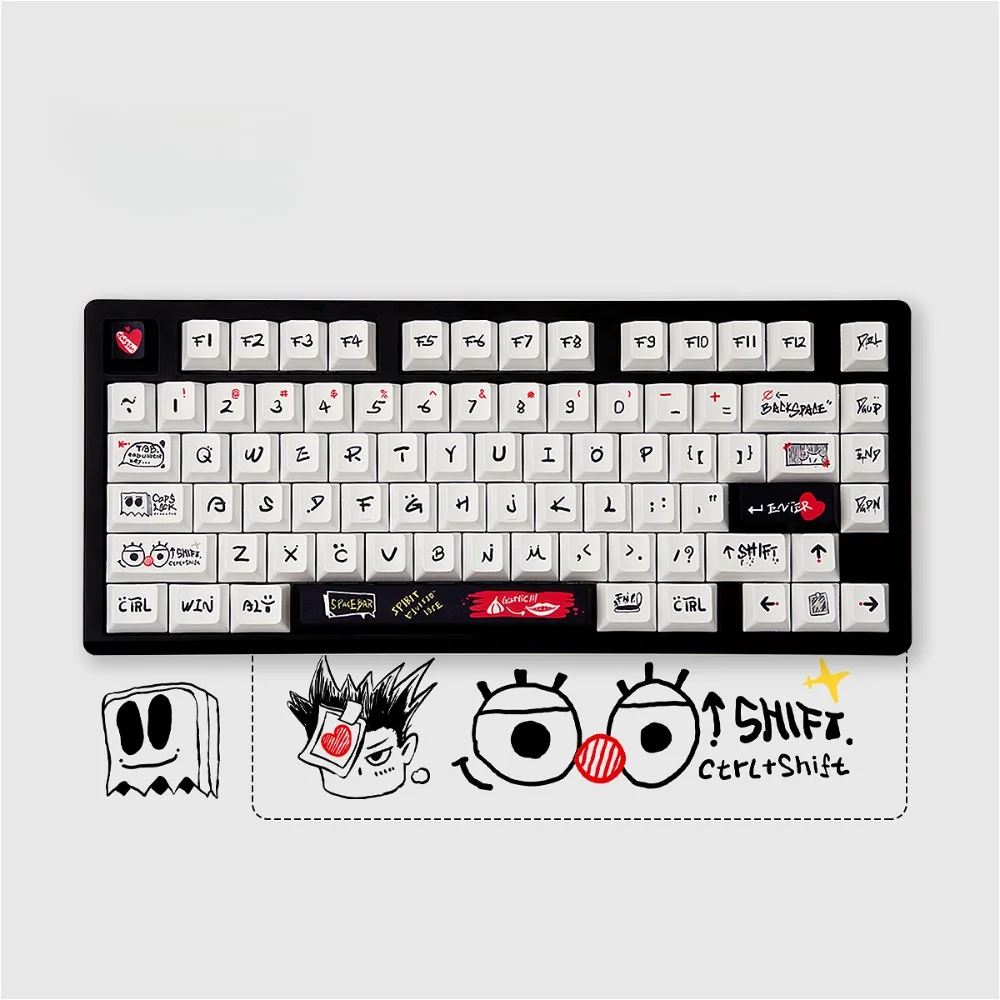 

Personality World Theme, Keycap Set PBT Cherry 136 Keys, Personality, White, for 61/87/104/108 Mechanical Keyboard