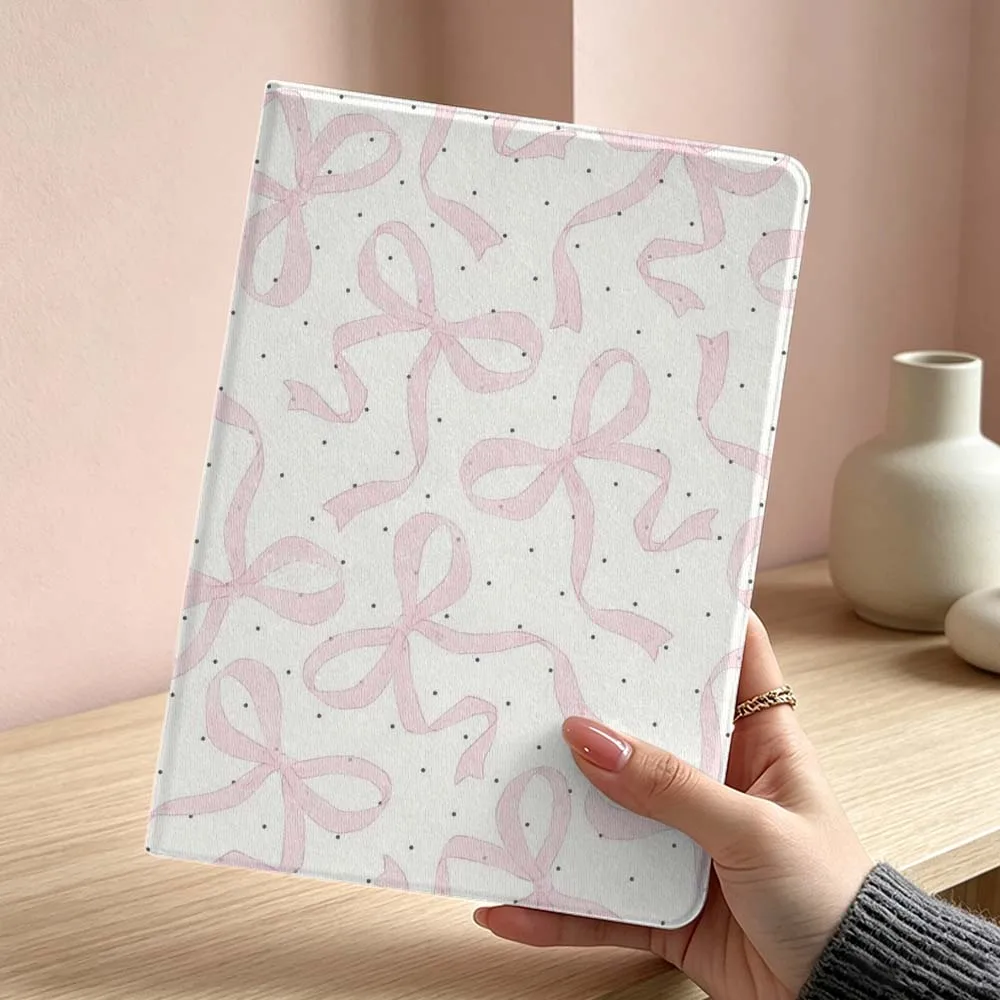 Capa de Tablet Macia com Padrão de Laço Rosa para Samsung Galaxy Tab S11 S10 S9 S8 S7 S6 A11 A9 A8 Ultra Lite FE Plus