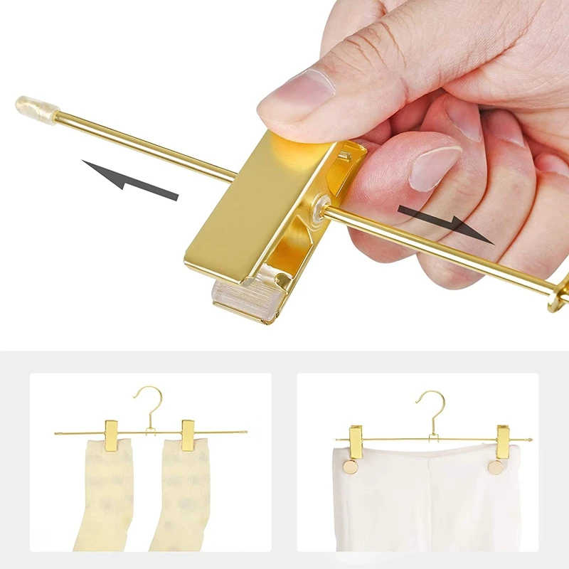 Trouser Hangers Made Of Metal, 10 Pieces, Clothes Hangers, 30.5Cm, With 2 Non-Slip Clips, For Skirts, Pants, Underwear