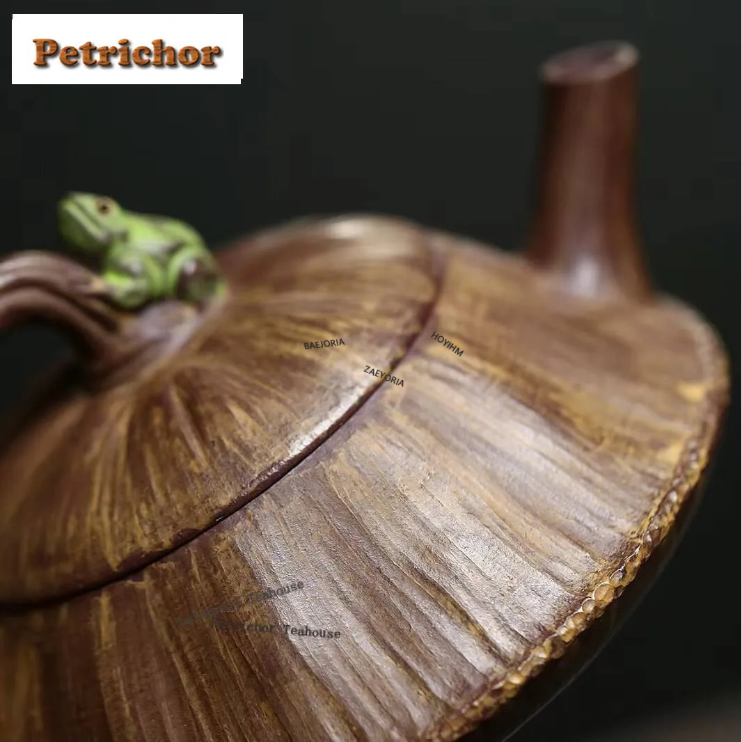 240Ml Authentic Yixing Purple Clay Teapots Handmade Frog Fun Lotus Seed Pot Raw Ore Mud Kettle With Filter Zisha Tea Set - view 3