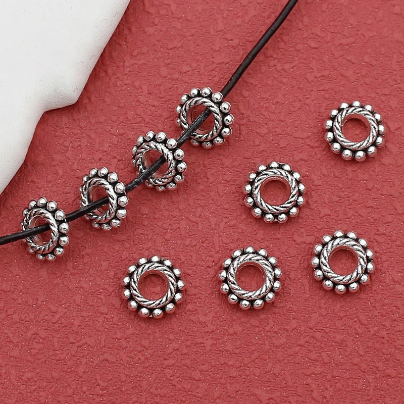 50pcs/Lot Fashion Twisted Dots Round Loose Beads 8x2.5mm Close Ring Connector Spacer Charms DIY Jewelry Accessories Women Men