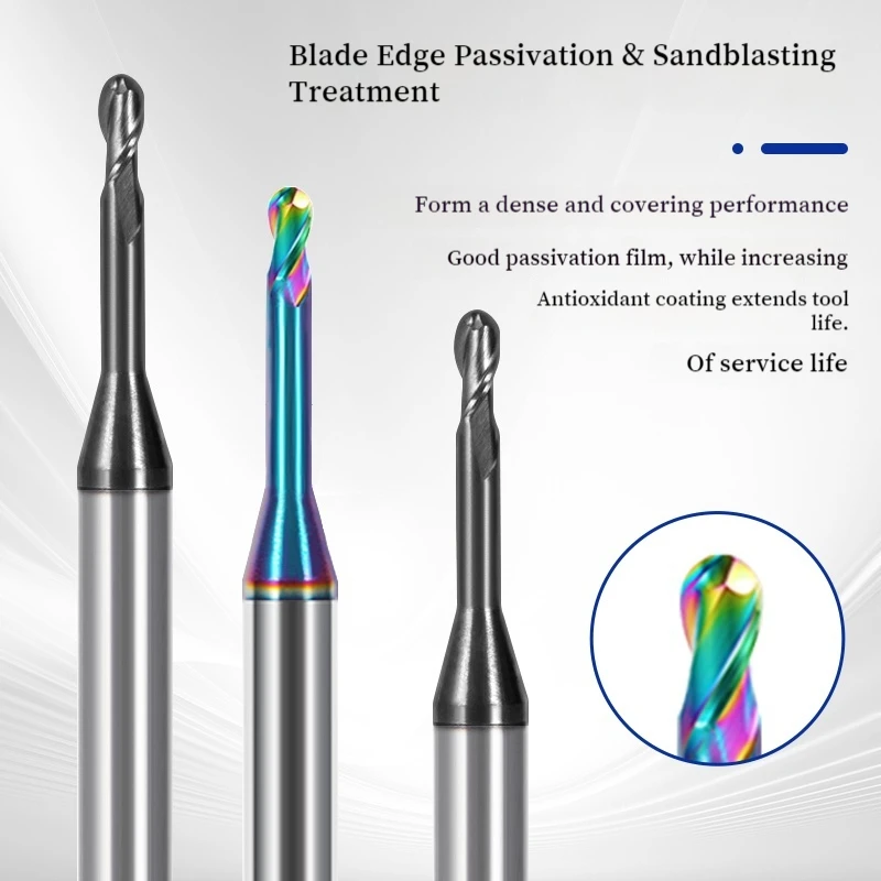 

65 Degree 2F Ball Nose End Mill R0.5-R1.5 Long Neck Deep Groove Cutter for CNC Metal Steel Aluminum