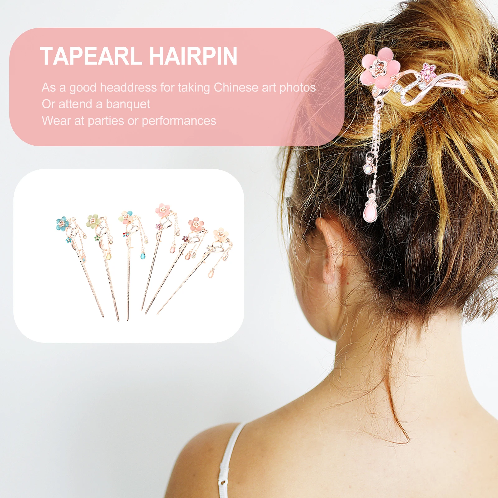 

6pcs Flower Hairpin Durable Alloy DIY Embellishments Vintage Hair Accessories Hair Accessory Women Japanese Style