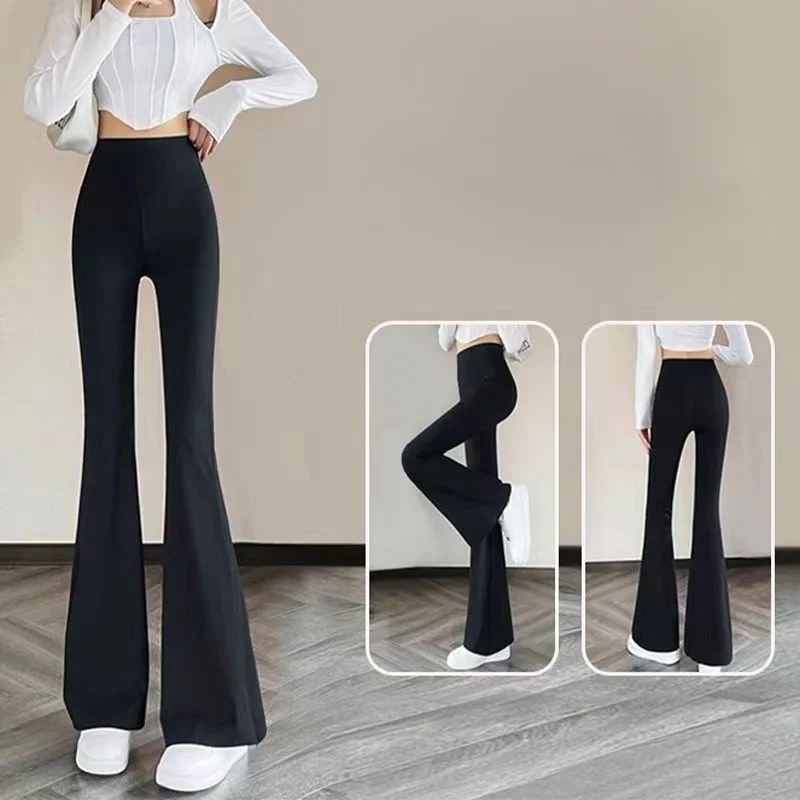 Yoga-Hose, Unisex, Damen, Wärme, Elastizität, Krawatte, ausgestelltes Bein, weiß gestreift, feste Kompression, Activewear, europäisches Bauch-Bootleg GF