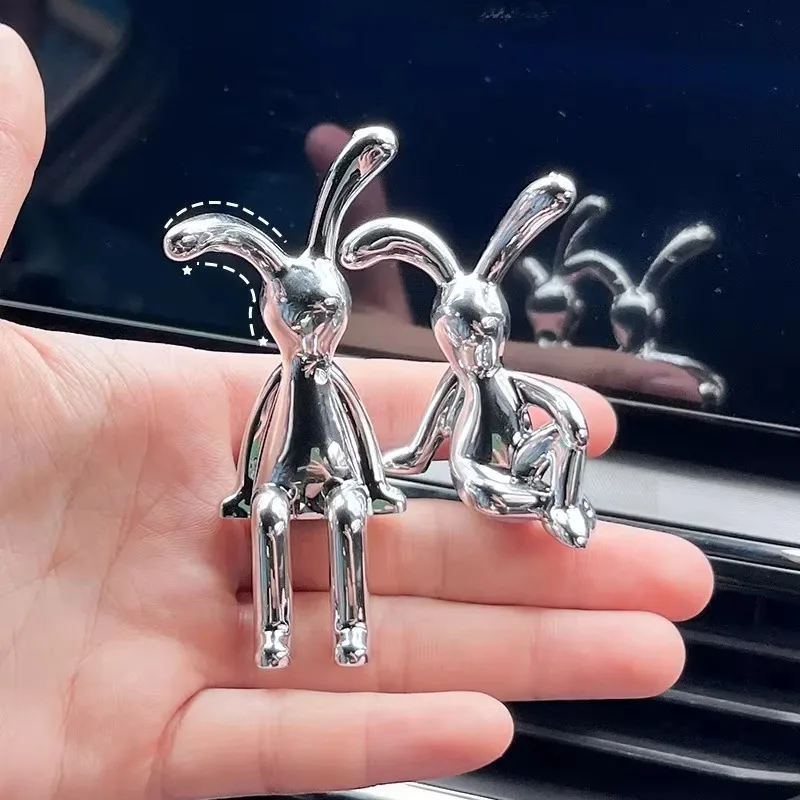 Cute Rabbit Cartoon Animal Ornaments Car Interior Decoration for Center Console Dashboard Fashion Auto Accessories