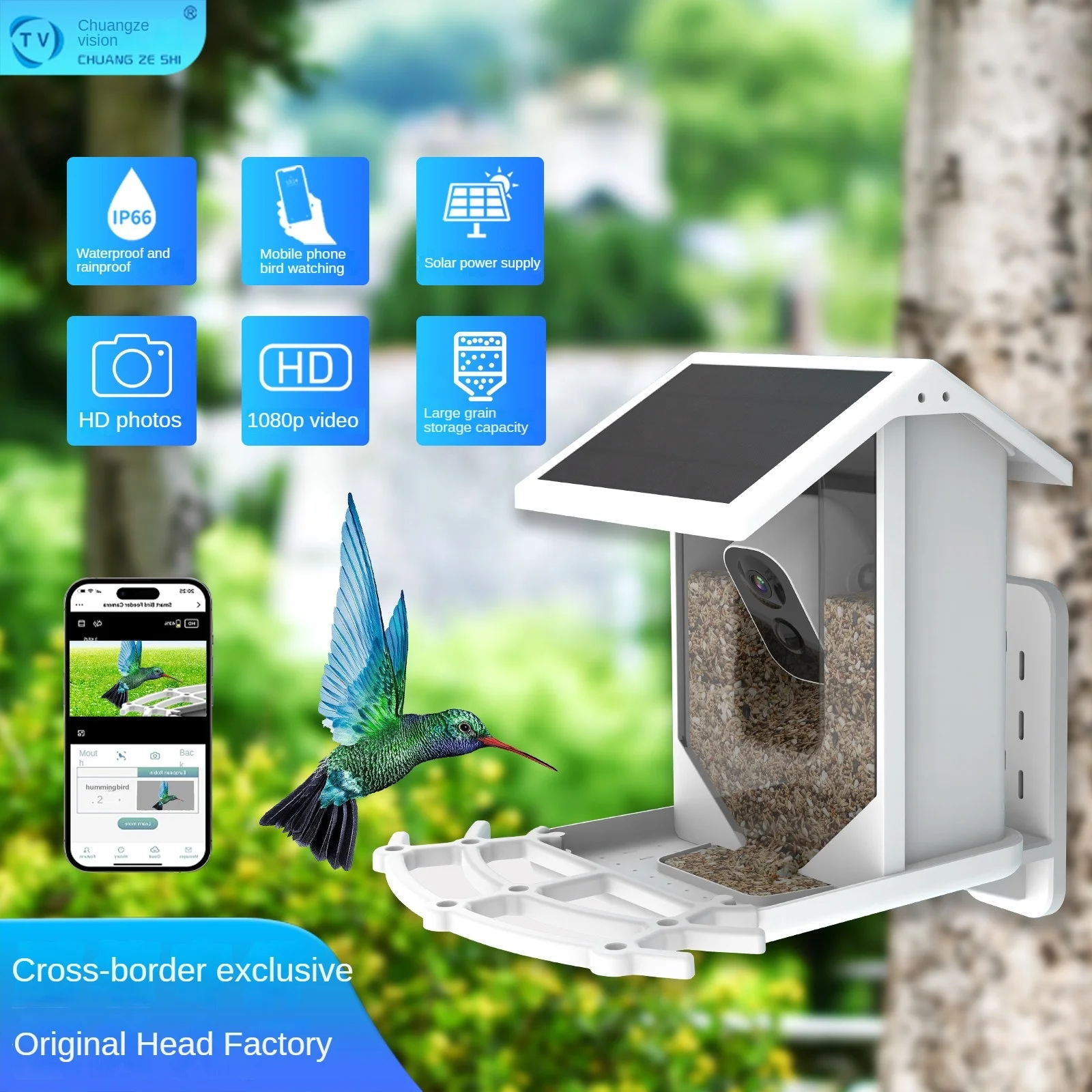 Solar Smart Bird Feeders with Camera 1080HD Night Vision Camera AI Recognition Bird Species Feeder Connection Auto Capture