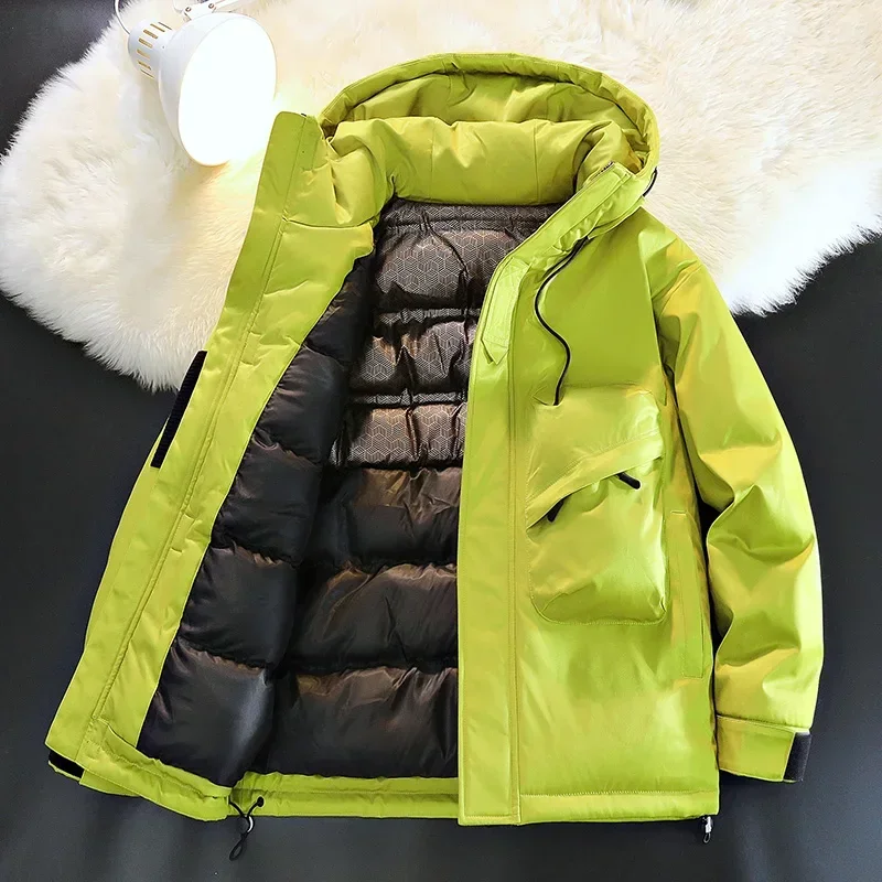 Men's Multi-pocket Charge Jacket Fashion Solid Color Casual Versatile Graphene Warm Outdoor Adventure Hooded Coat Men's Jacket