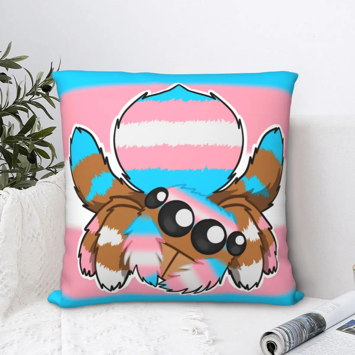 

Transgender Peacock Spider Square Pillowcase Polyester Pillow Cover Velvet Cushion Decor Comfort Throw Pillow For Home Sofa