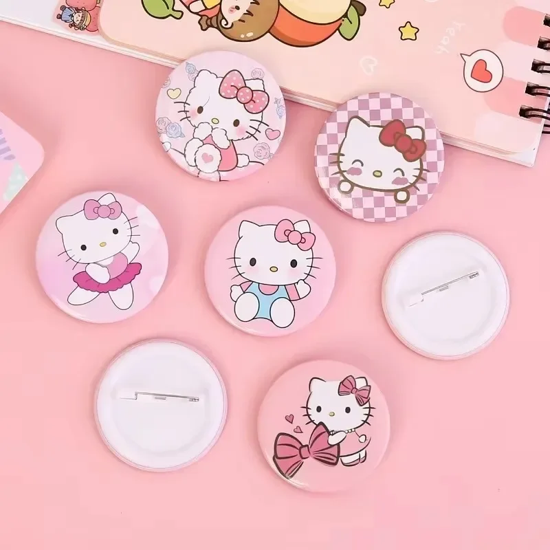 Sanrio-broches de Hello Kitty, figuras de Anime, bonitos dibujos animados, broche de PVC, figuras Q, artículos de mercancía de Anime, decoración,