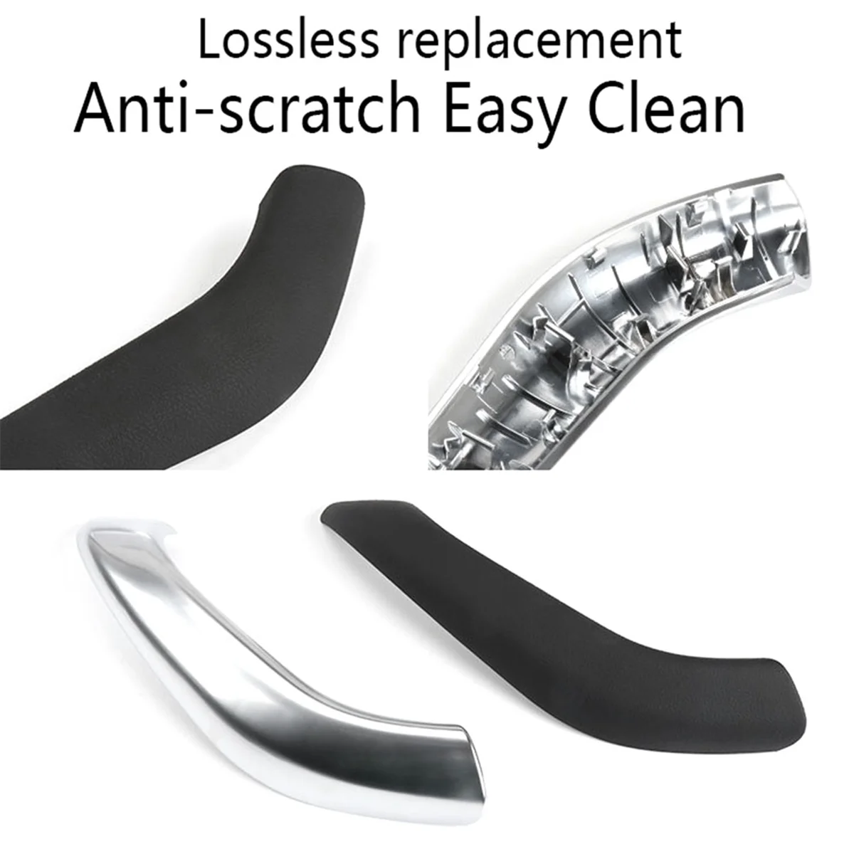 

Car Left Right Interior Door Pull Handle Armrest Cover Trim For-BMW X1 X2 F48 F49 F39 2016-2020 51417417513 Silver