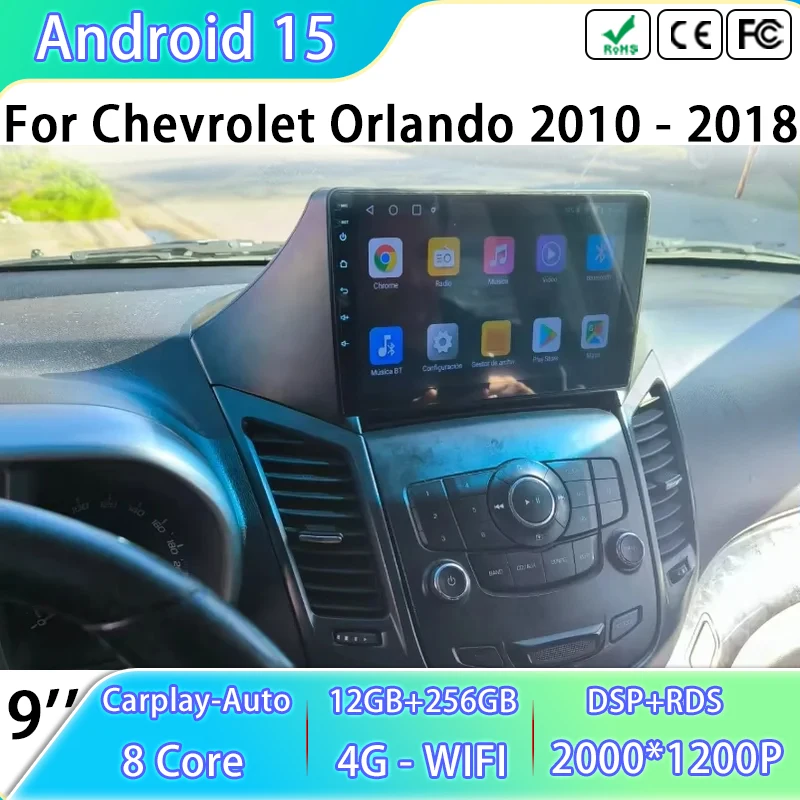 

Android 15 For Chevrolet Orlando 2010 - 2018 Car Multimedia Video Player Navigation GPS 4G Wifi RDS BT Carplay Head Unit No 2din