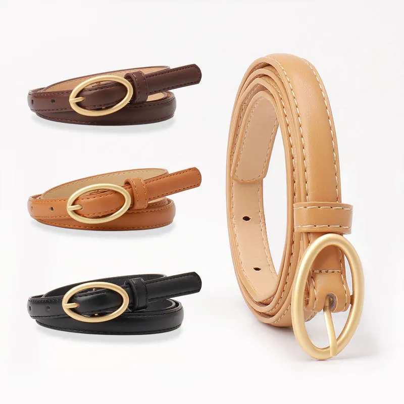 

The New Ladies Belt Fashion Wild Candy Color Decorative Jeans Belt Female Korean Version of The Oval Pin Buckle Thin Belt