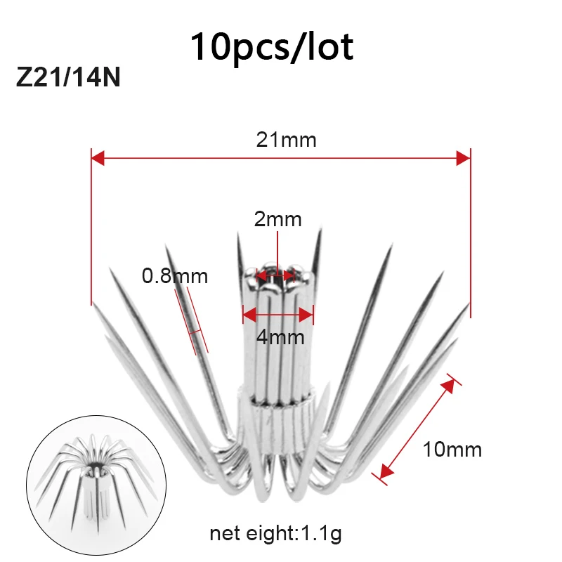 10 Stück Edelstahl-Schirmhaken, Tintenfischhaken, großer Angelhaken, meerwasserbeständiger Mehrklauen-Fischhaken, Tintenfischhaken – Detail 4