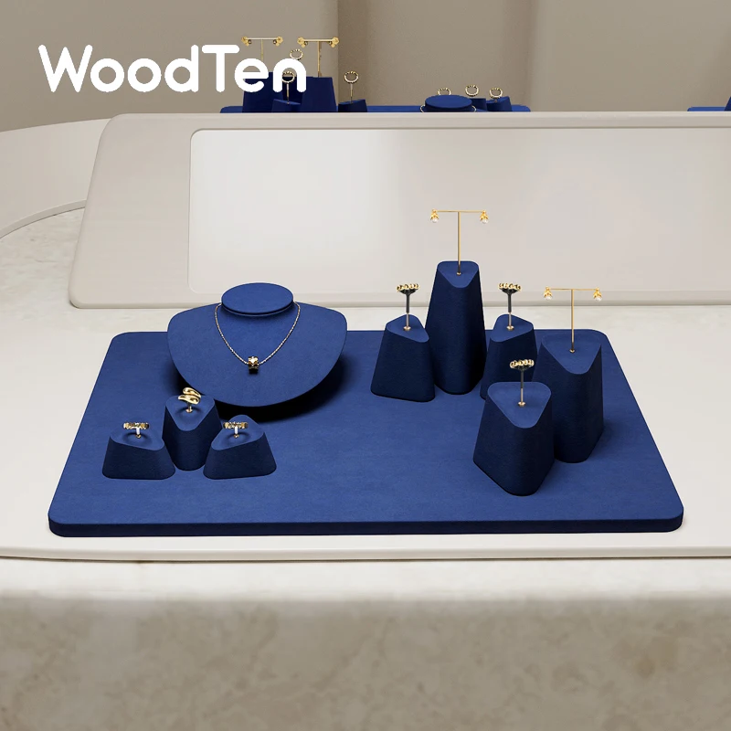 WoodTen New Triangular Jewelry Display Props for Shop Rings Earrings Necklaces Portrait Jewelry Display Stand Counter Display