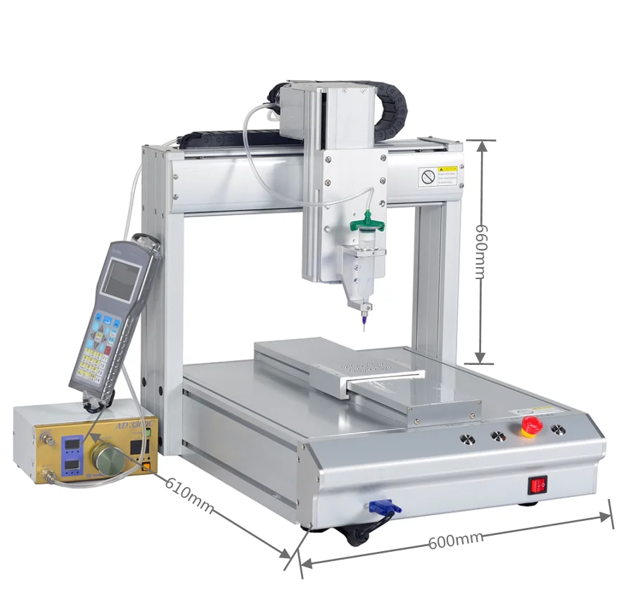 Automatic Three-Axis Electric & Pneumatic Desktop Adhesive Glue Dispensing Machine with PLC Motor Gear Bearing 1 Year Warranty