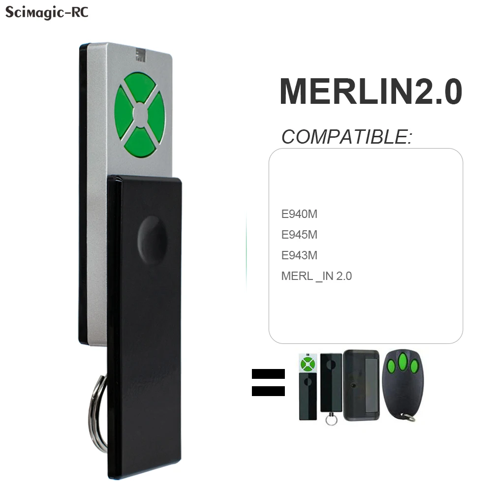 

Merlin Security+2.0 Universal Garage Door Remote Control Compatible with E960M E940M E945M E950M 4C945 C940 C943 CM842 433.92MHz