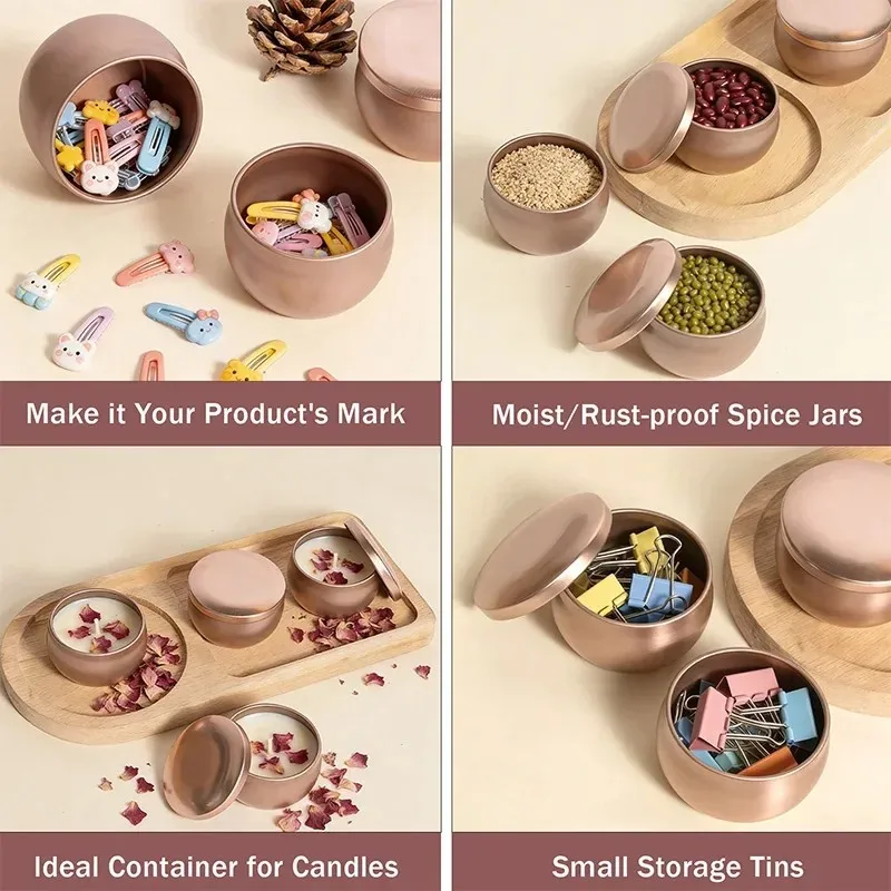 8/16Pcs Rose Gold Empty Candle Jars with Lids - Ideal for DIY Candle Making, Holiday Decorations, Party Supplies, Perfectly Suit