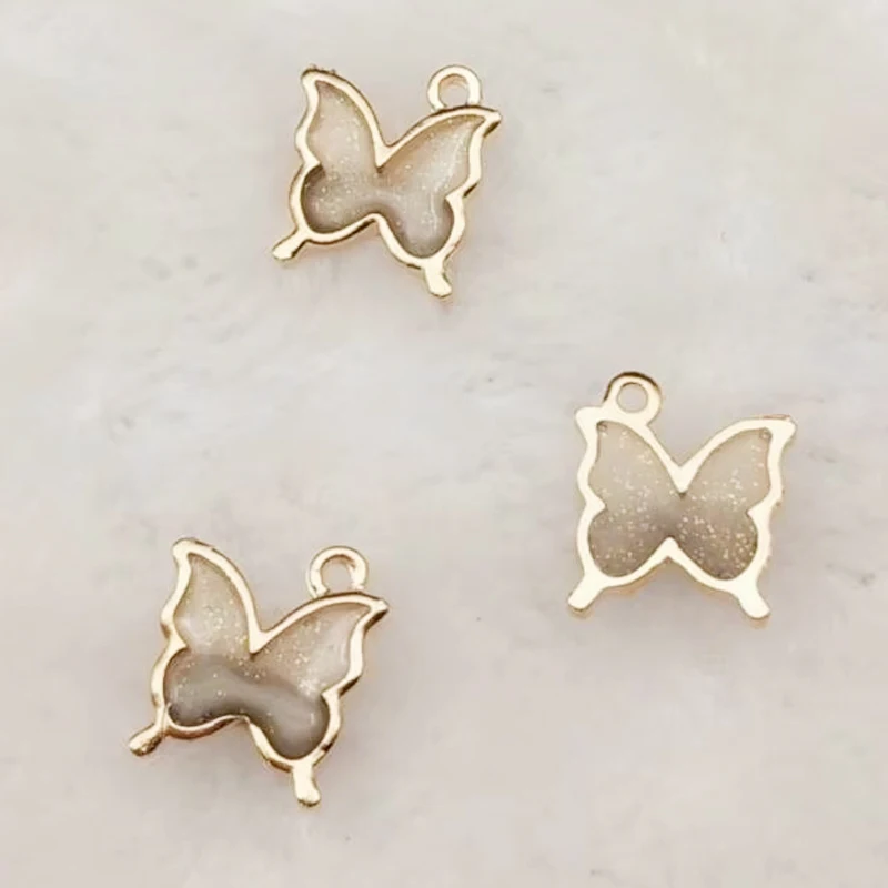 10pcs 16x12mm Gold Jewelry Making Accessories Animal Enamel Butterfly Charms Personal Earrings Pendant Handmade Diy Material