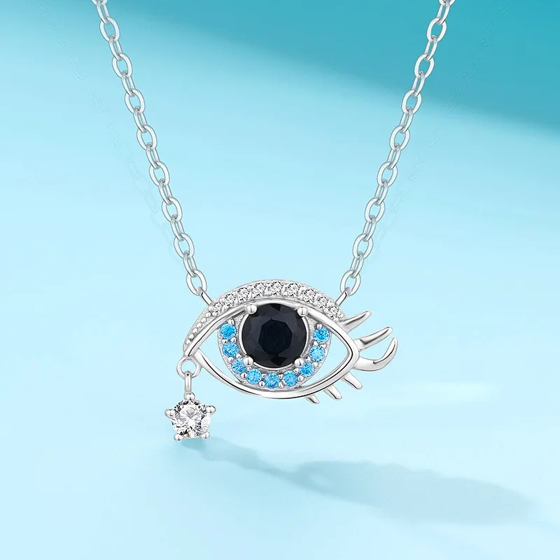 

New Blue Devil's Eye 925 sterling silver necklace with feminine temperament, light luxury and high-end pendant