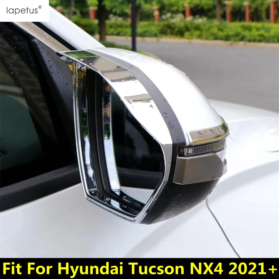 

For Hyundai Tucson NX4 2021 - 2025 Car Rearview Mirror Rain Eyebrow Cover Trim ABS Chrome / Carbon Fiber Accessories Exterior