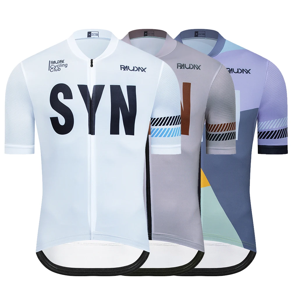 

Syn Raudax Men's Cycling Jersey Short Sleeve MTB Bike Top Summer Road Riding Clothing Mountain Bicycle Shirt Cyclist Blouse