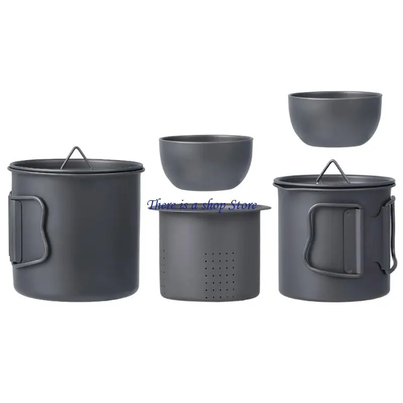 

D0AD Outdoor Metal Teas Brewing Set 5 Piece Port Portable Space Soaving Set Set Traving Set