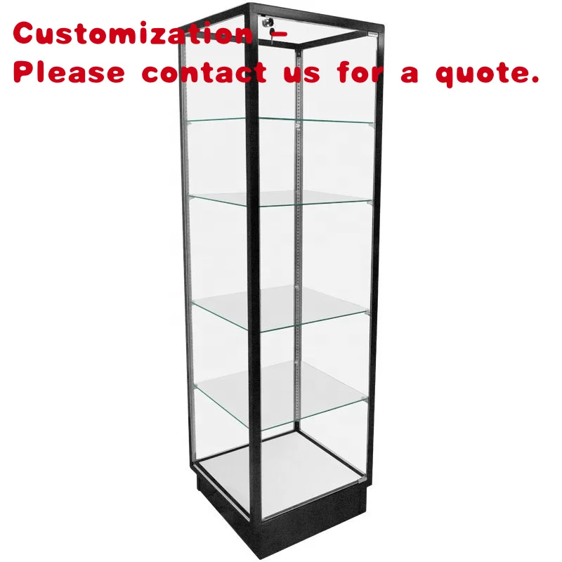 custom.Hot Selling Freestanding Full High-Grade Glass Display LED Tower Showcase Retail Shop and Supermarket Use