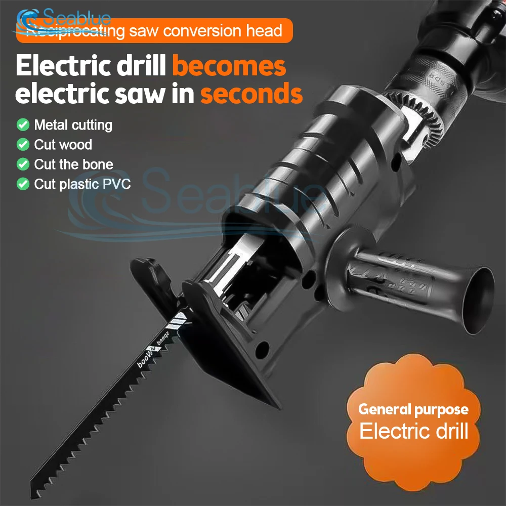 Screwdriver Conversão Cabeça Broca Elétrica para Serra Elétrica Household Reciprocating Saw Multifuncional Carpintaria Ferramentas 1conjunto