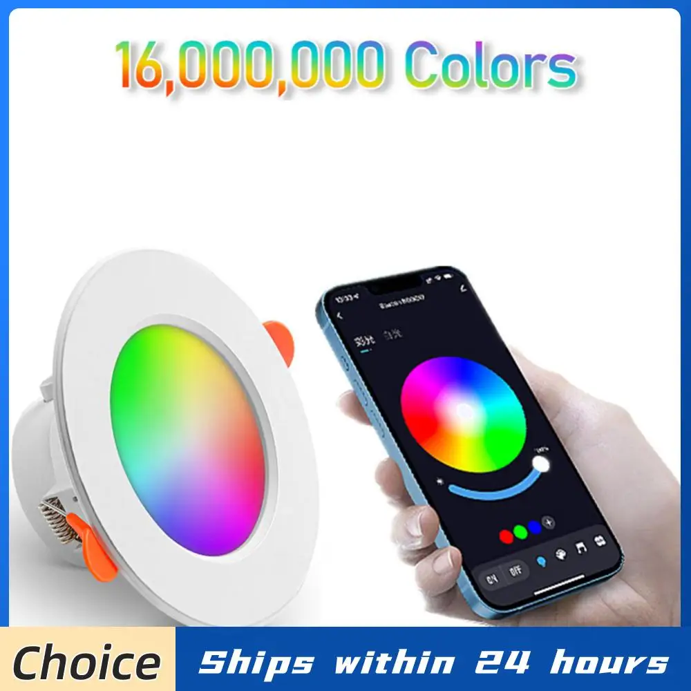 

1-10 шт. 10-ваттный умный светодиодный потолочный светильник с Bluetooth, RGB-лампа с дистанционным управлением через приложение, меняющая цвет, для Google Alexa Home