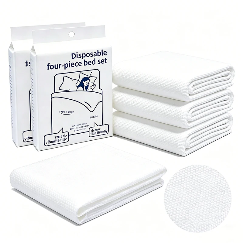 1/2/3Sets Disposable Bed Sheet Travel Hotel Anti-Dirty Disposable Bed Sheet Pillowcases Portable Independent Packaging Non-Woven
