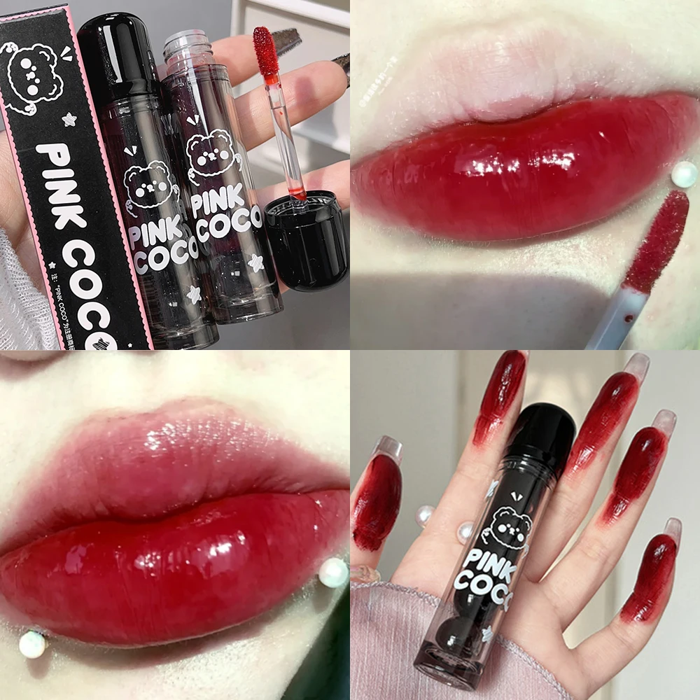 Vochtinbrengende Water Licht Zwart Spiegel Lipgloss Waterdichte Donkerrode Thee Bruine Vloeibare Lippenstift Blijvende Lip Tint Make-Up Cosmetica