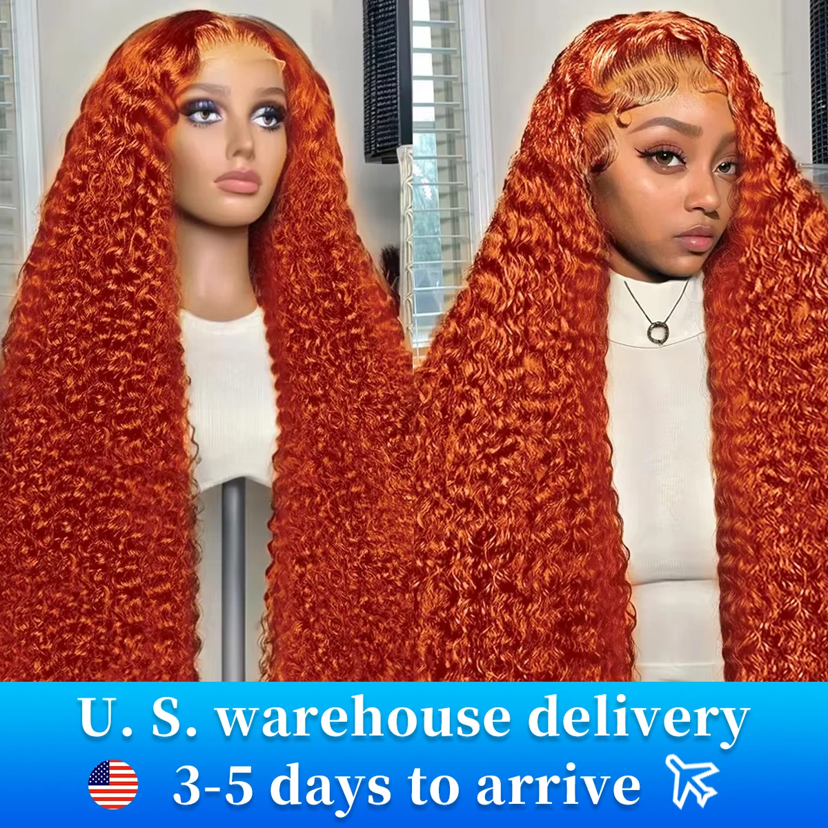 30 32inch 350 Ginger Orange Deep Wave Human Hair 13x6 Lace Front Wig Human Hair Wigs 13x4 HD Lace Frontal Curly Wig For Woman