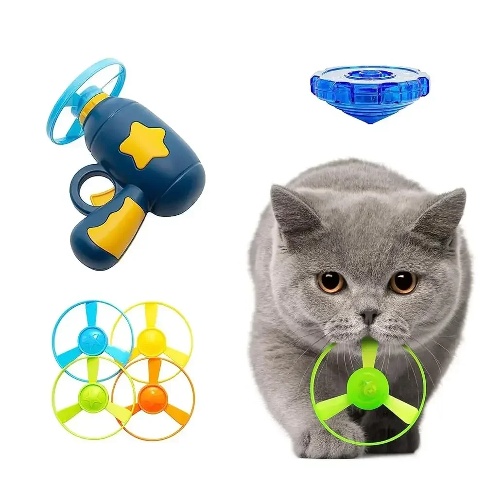 

Игрушки для кошек Flying Cat Toys: интерактивная игрушка для ловли с 1 светящимся вращающимся вертушкой и 5 летающими пропеллерами, летающая игрушка-диск для охоты