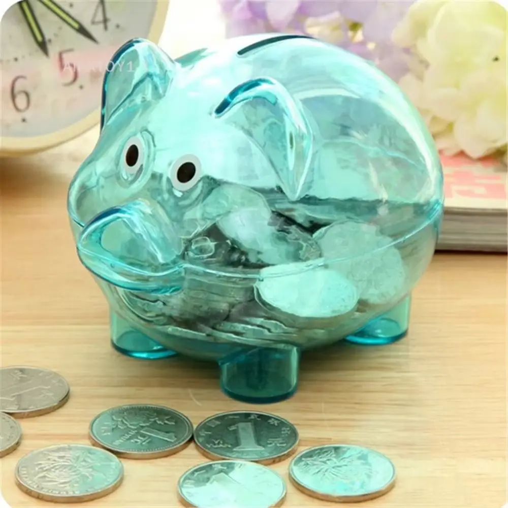 Fashion Pig Shape Piggy Bank Transparent Reusable Money Box Money Saving Box for Helps The Habit of Saving