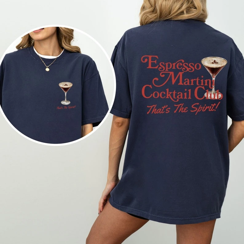 Espresso Martini Cocktail Club Shirt Old Money Aesthetic 2000s Clothing Retro Y2K Shirt 90s Nostalgia Downtown Girl Cotton Tops