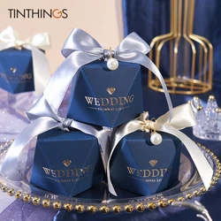 20/50/100pcs Diamond Wedding Favor Candy Box Sweet Gift Bags packaing Chocolate Blue Guests Engagement Event Party Supplies