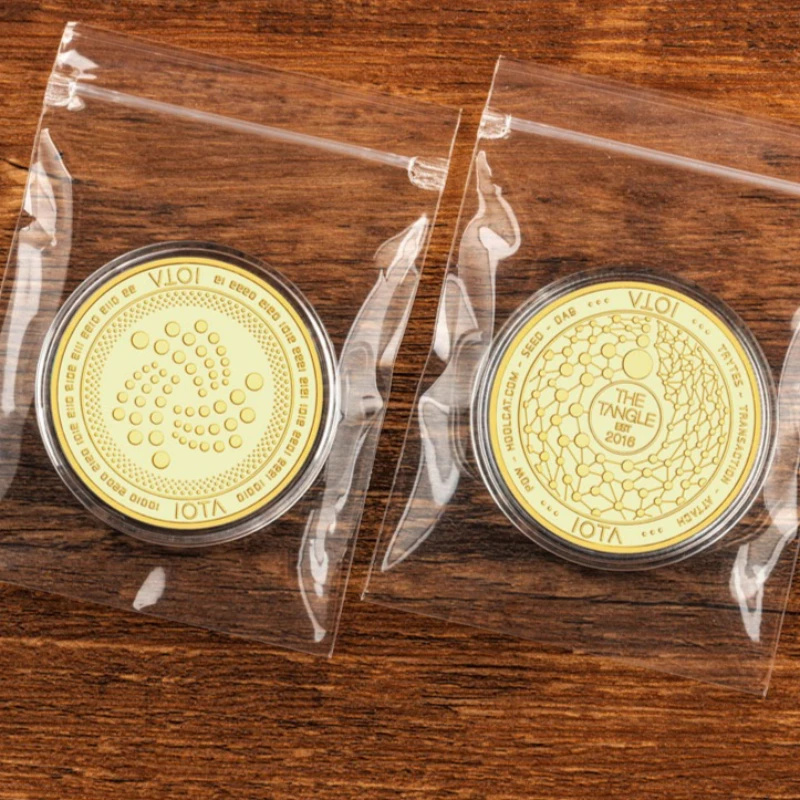 Gold Plated Crypto Currency Coin IOTA Gift Collection Art Physical Commemorative Coins Home Decor