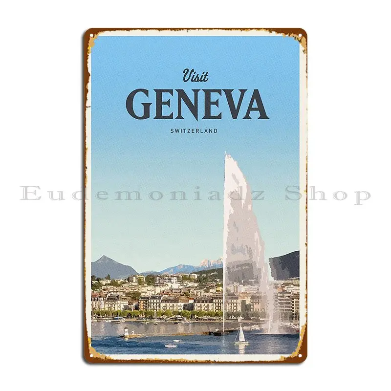 Visit Geneva Metal Plaque Poster Cinema Wall Decor Personalized Party Plates Printing Tin Sign Poster