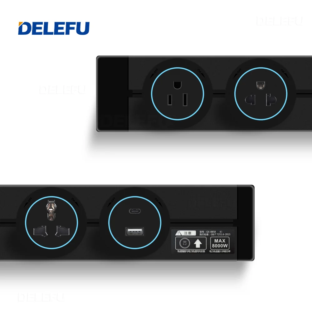 

Съемная удлинительная розетка DELEFU Black US MX, круглый модуль с Usb, настенная электрическая удлинительная розетка