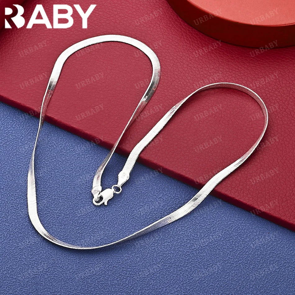 

URBABY 925 Sterling Silver 45-60cm 4mm Chain Necklace For Men Charm Trend Birthday Gifts Fashion Party