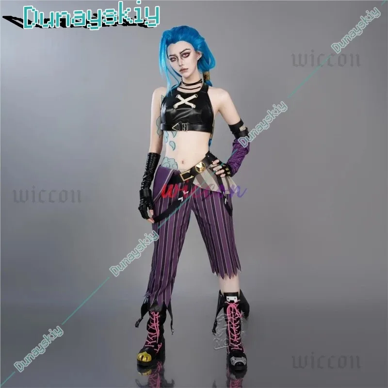

Game LOL Arcane Jinx Cosplay Costume Crit Loli Jinx Cosplay Outfit Wig Shoes Women Sexy Carnival Party Role Play Clothing