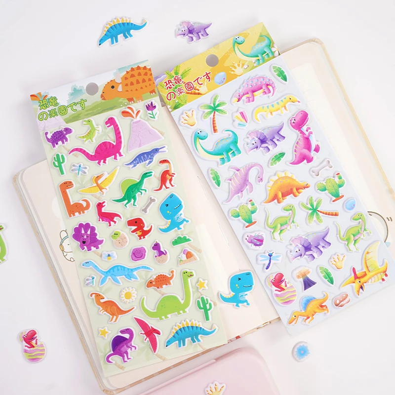 4 pcs/lot Cartoon Dinosaur Park Puffy 3D Stickers Scrapbooking Diy Journal Cute Stationery Diary Sticker Ablum Gift