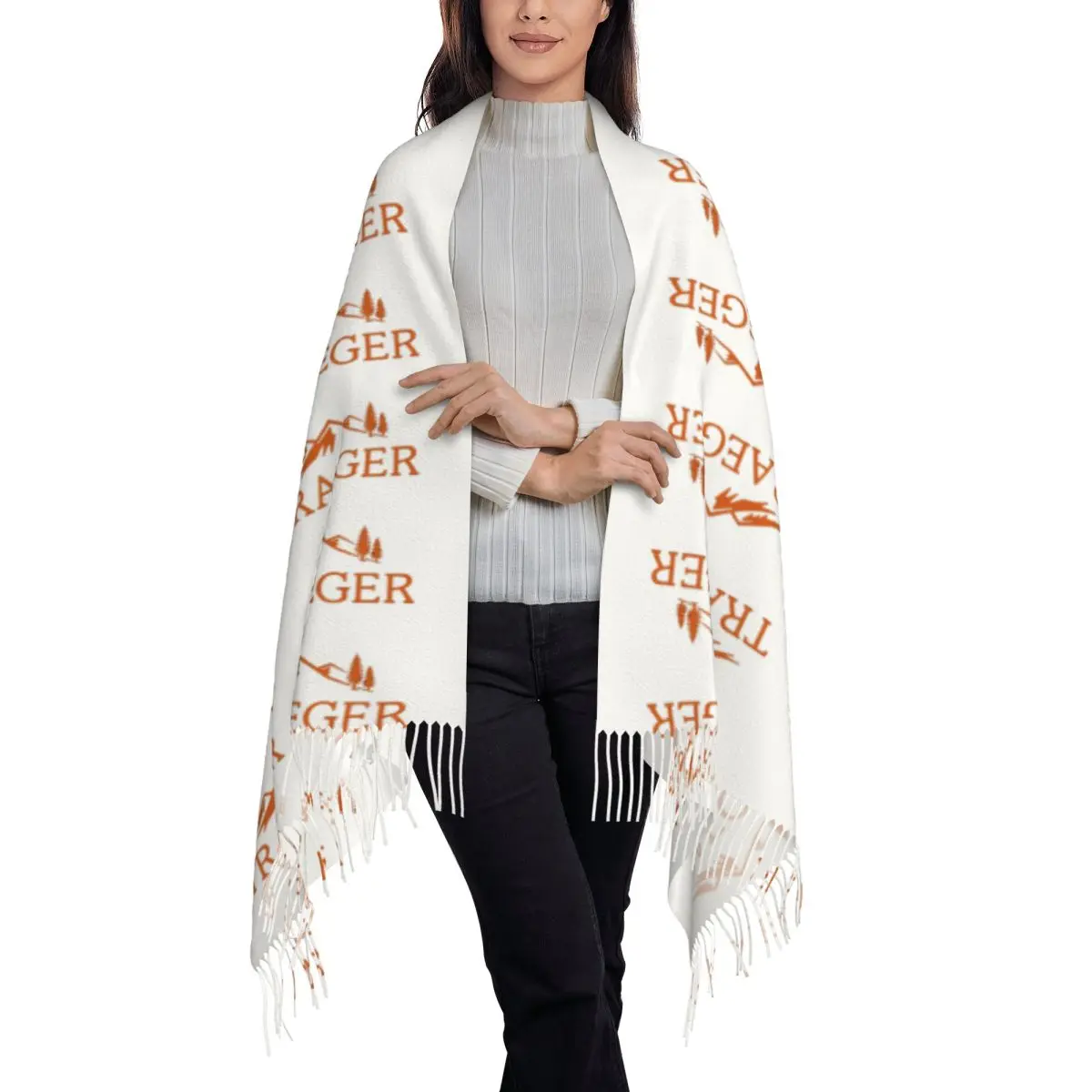 Traeger Pellet Grill Smoke BBQ Essential Scarf Tassel Scarves for Women Soft Warm Shawls and Wraps Large Fall Winter Shawl Wrap