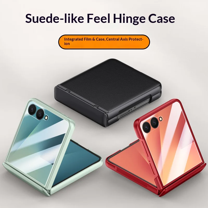 

Премиальный чехол-флип из ПК и кожи для Samsung Galaxy Z Flip7 с защитой экрана и предотвращением падений