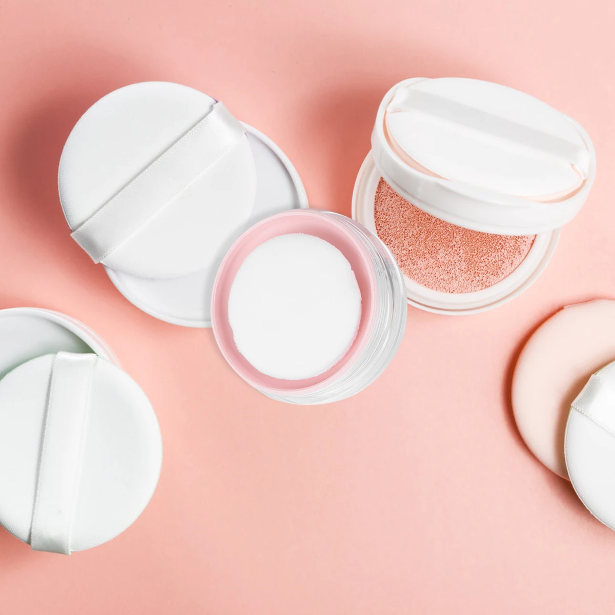 

2 Pcs Loose Powder Box Puff Holder Empty Case Packaging Material Makeup Container