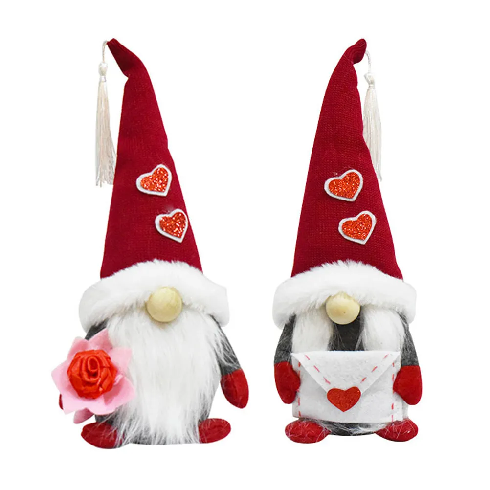 

2Pcs Valentine's Day Gnome Adornments Romantic Home Desktop Festival Scene Decor Creative Compact Size Lovely Decoration