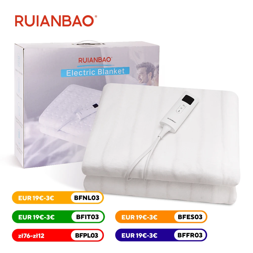 RUIANBAO Heated Blankets, USB Electric Blanket,Machine Washable, White 7 Levels of Heating and Overheating Protection.