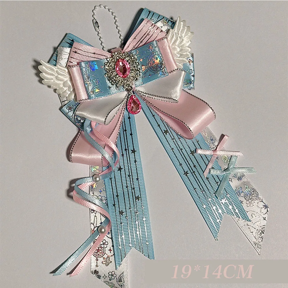 Handmade Itaba grid decorative accessories, Gumei fan, bow tie bag, hanging pin, ins style anime peripheral